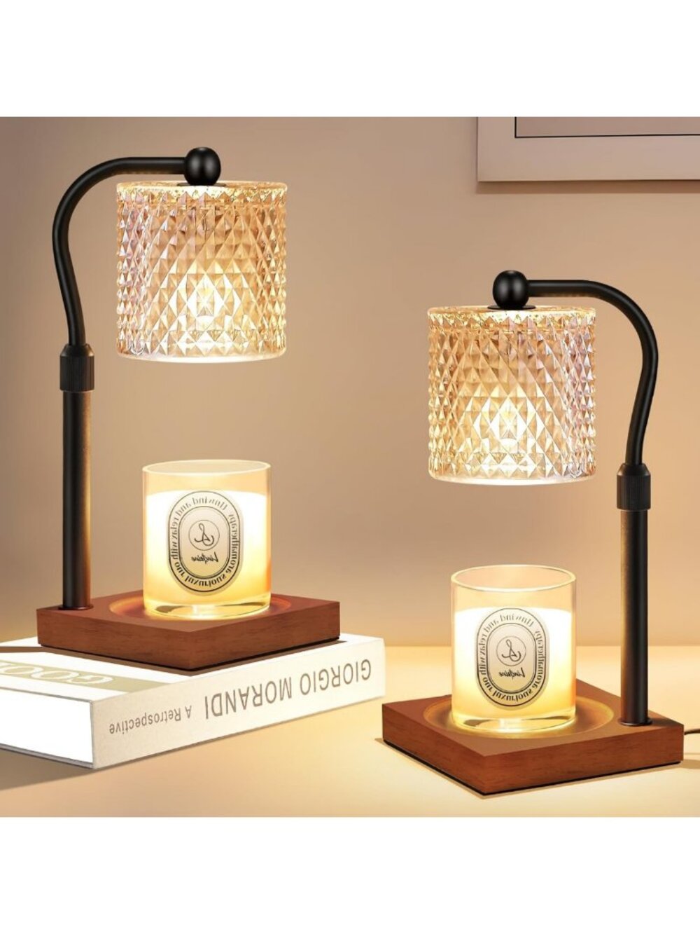 2 Pack Adjustable Candle Warmer Lamp with Timer & Dimmer - Perfect Gift for Mom